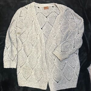 POL Light Gray Open Knit Cardigan